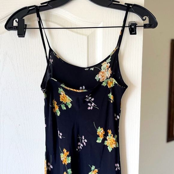 Réalisation Par Phoebe Slip Dress Floral Black Silk Maxi Blossom S EUC - Picture 7 of 11